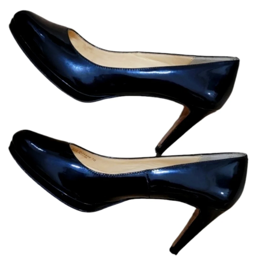 Cole Haan Heels Black Patent Leather Platform Lightly Cushioned Almond Toe